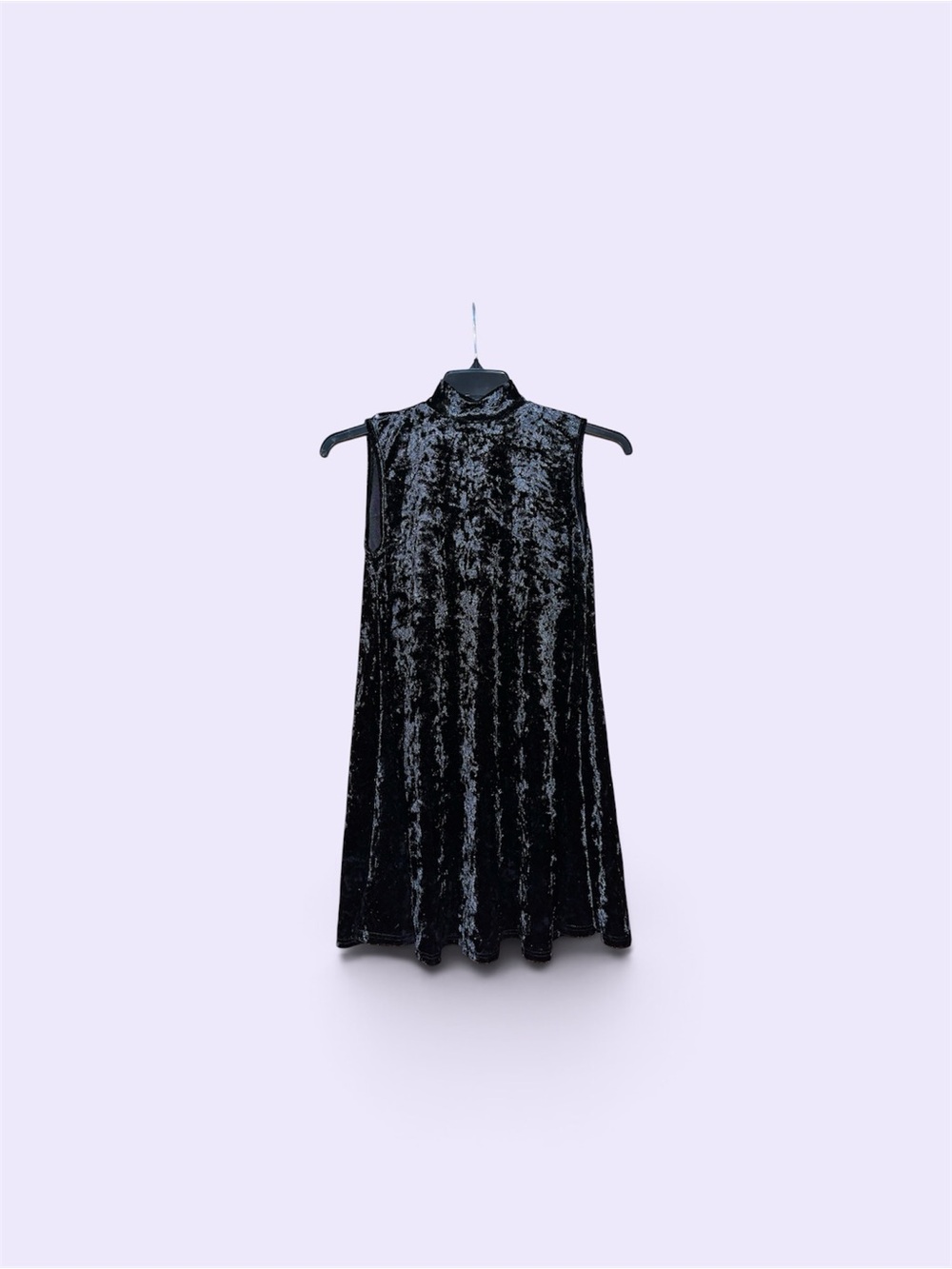 Black Velvet Sleeveless High-Neck Dress